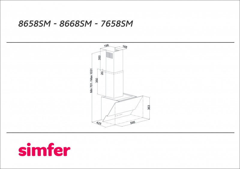 1115528 Вытяжка наклонная Simfer 8658SM черный STDN-0032666 - Вид №4