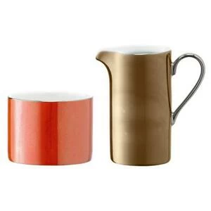 Набор из молочника 250 мл и сахарницы Polka D9 см металлик