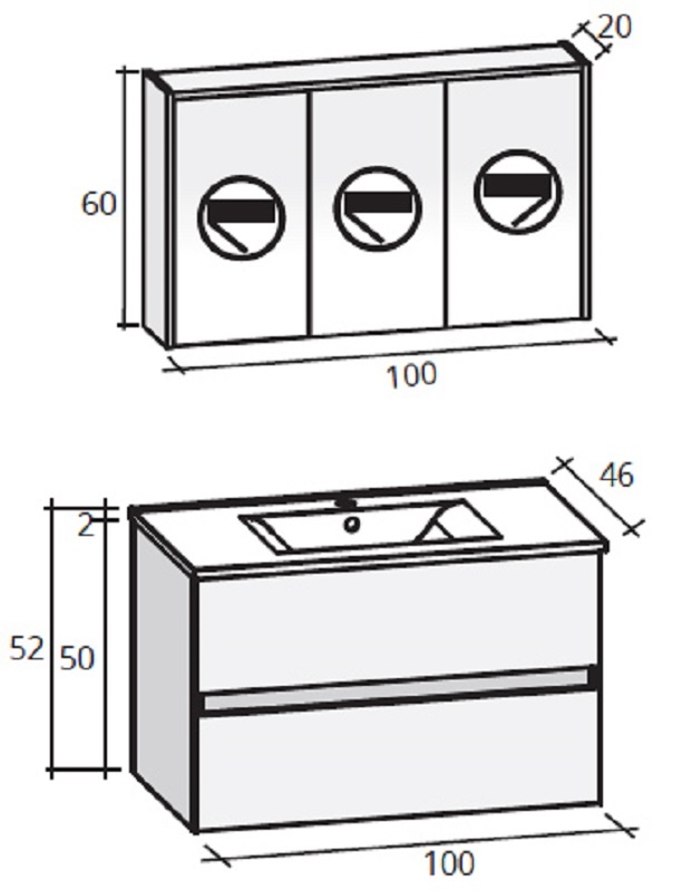 FPO100DP4S32 Комплект мебели Riho Porto Santreyd - Вид №1