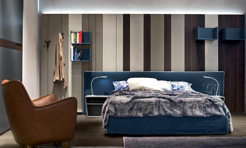 ZANETTE Кровать из ткани со встроенными прикроватными тумбочками с мягким изголовьем sun-id-1489730 - Вид №1