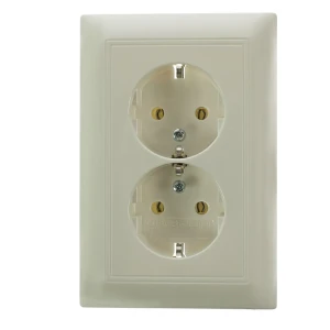 Розетка двойная встраиваемая ABB Basic 55 с заземлением, цвет белый 13606925 STLM-2124480