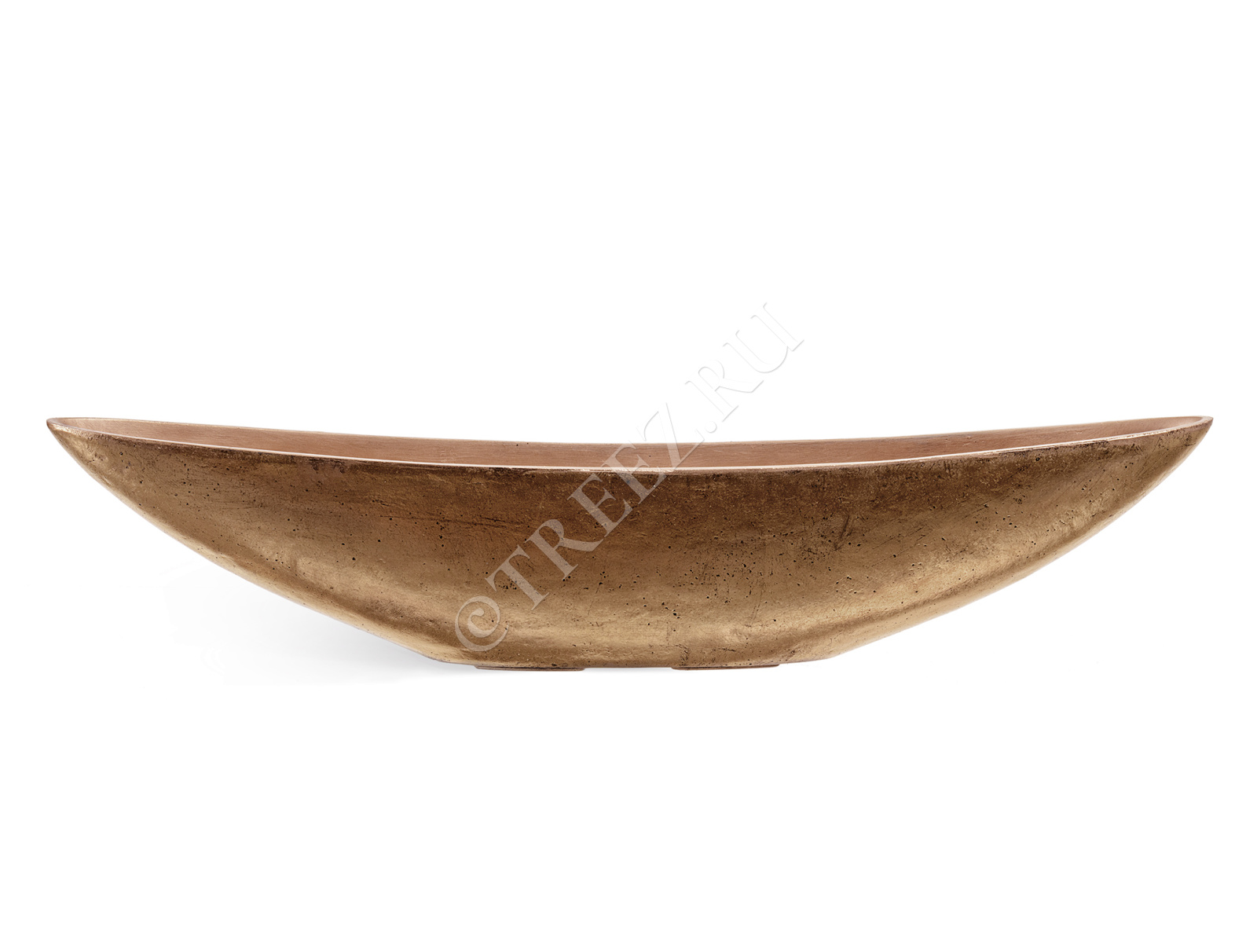 41.3321-04-055-BRS-15/65 Кашпо  Effectory - серия Metal - Ваза-Лодка (2 размера) - Тёмное матовое золото Цветочная коллекция  - Вид №2