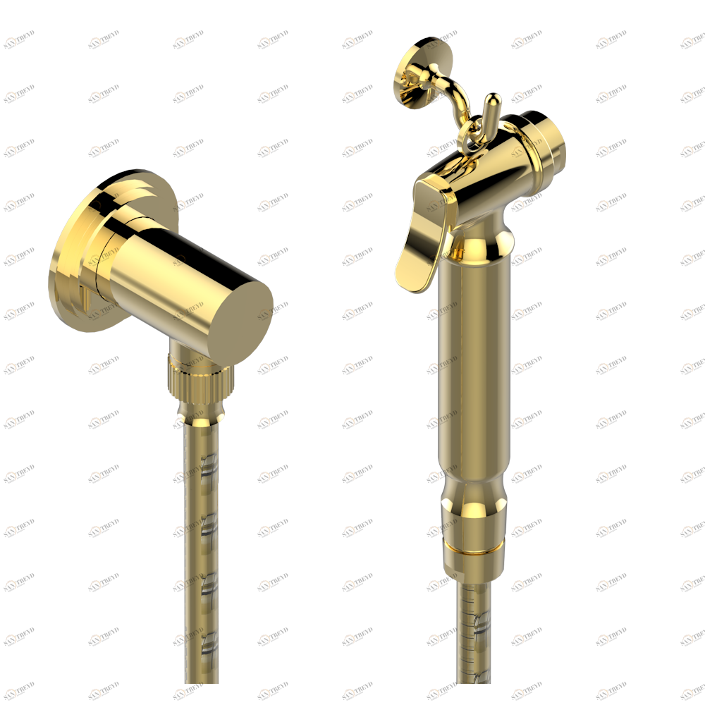 G2P-5840/7 Душ гигиенический: 1.25 м шланг, крючок, вывод для душа и лейка с клапаном (возможны только следующие покрытия A02, B01,C01, D03, E02, F01, G01,G02) Thg-paris Froufrou с рукоятками Золото G2P 5840/7 CAT.F