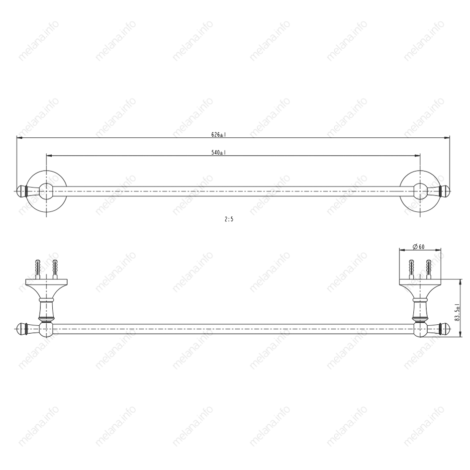 Штанга для полотенец MELANA золото MLN-821001 821 серия - Вид №1