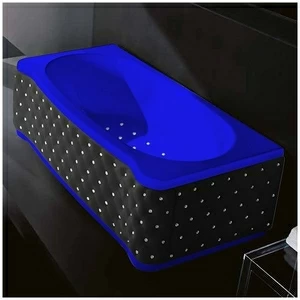 Ванна Gruppo treesse New Classic Young STA-V674C-SX-KCS-SI синяя с аэромассажем прямоугольная левая чёрная кожа кристаллы сваровски