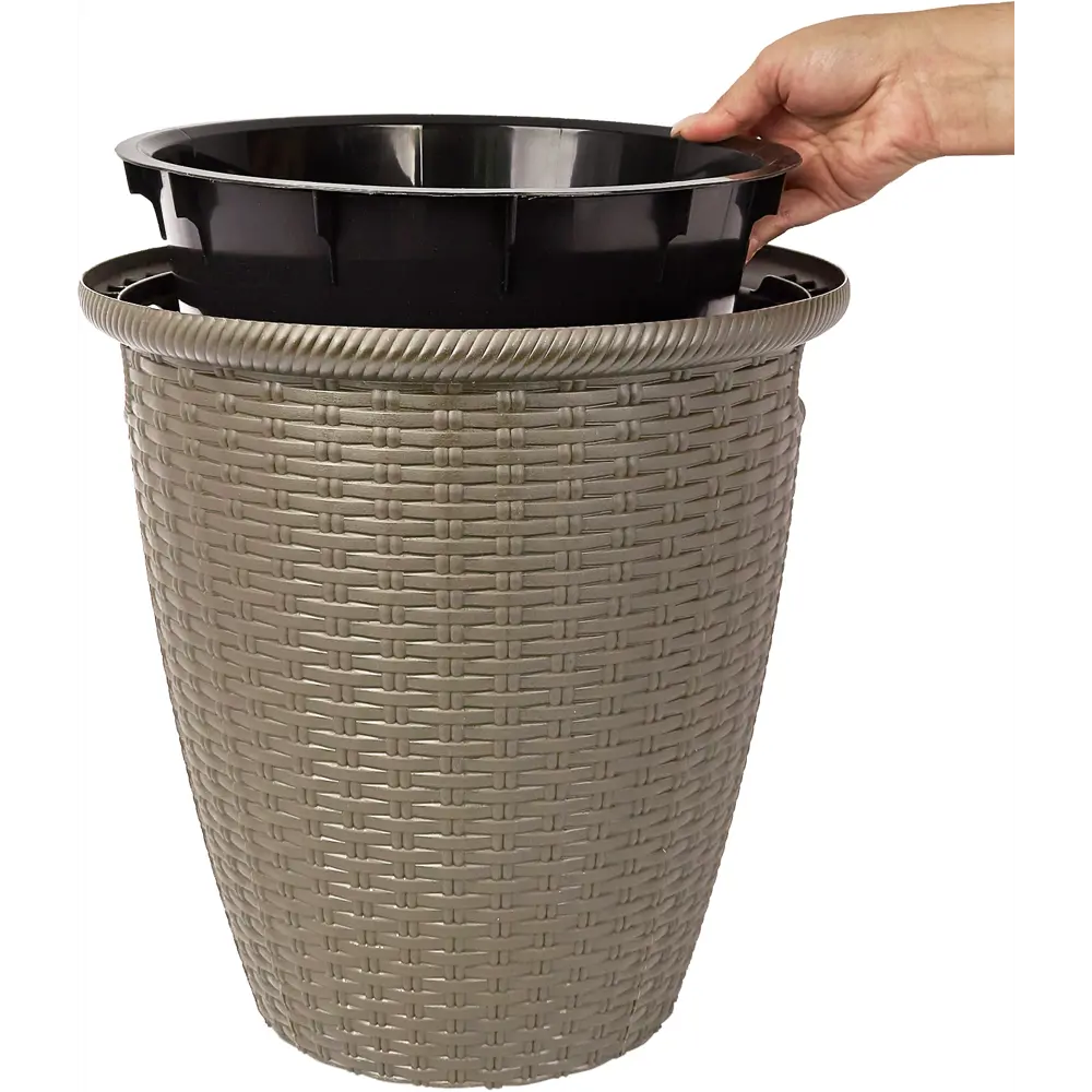 Кашпо для цветов Ingreen Rattan ø38 h37.8 см v30 л пластик французский платан 89359538 STLM-2012243 - Вид №2