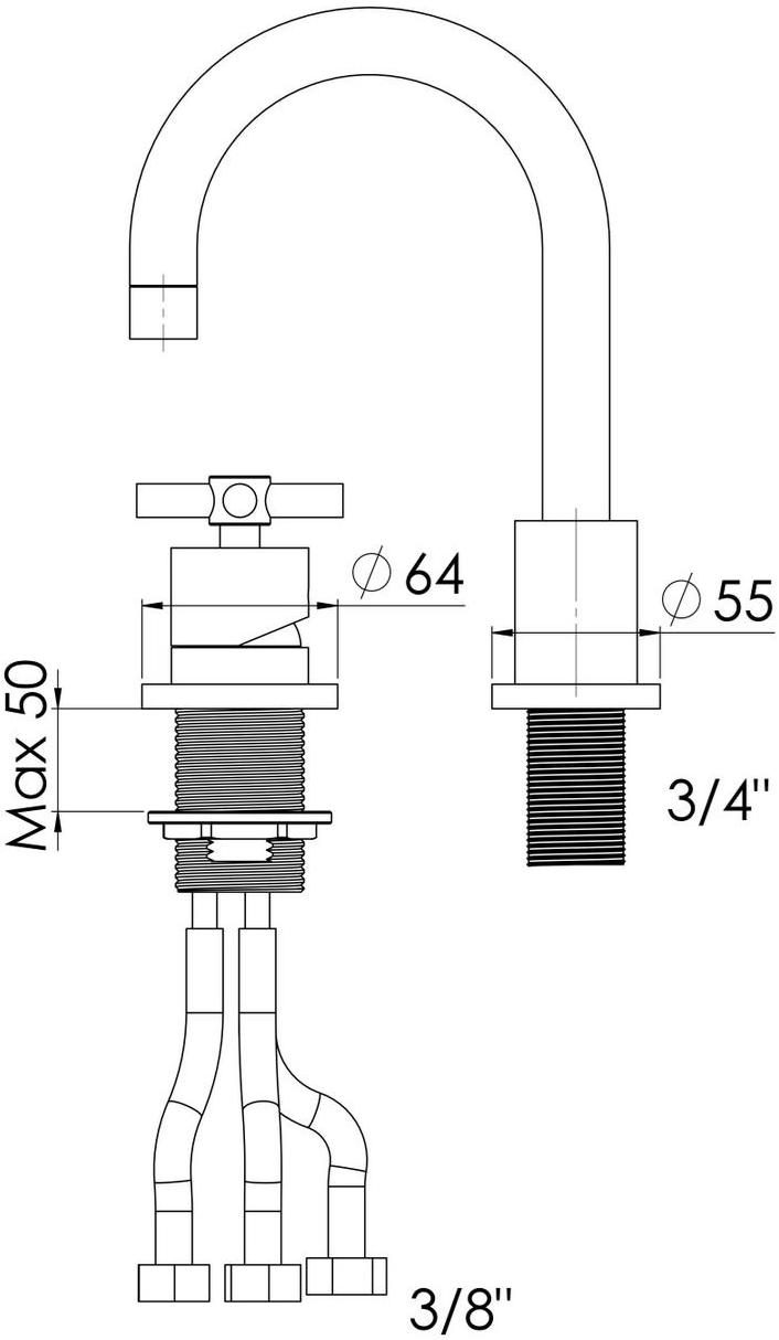 rvb Смеситель для раковины на 2 отверстия Sully 4532.--.45 - Вид №1