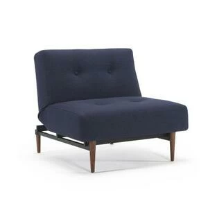 Кресло Ample с ножками Styletto из темного дерева и черной рамой, темно-синее