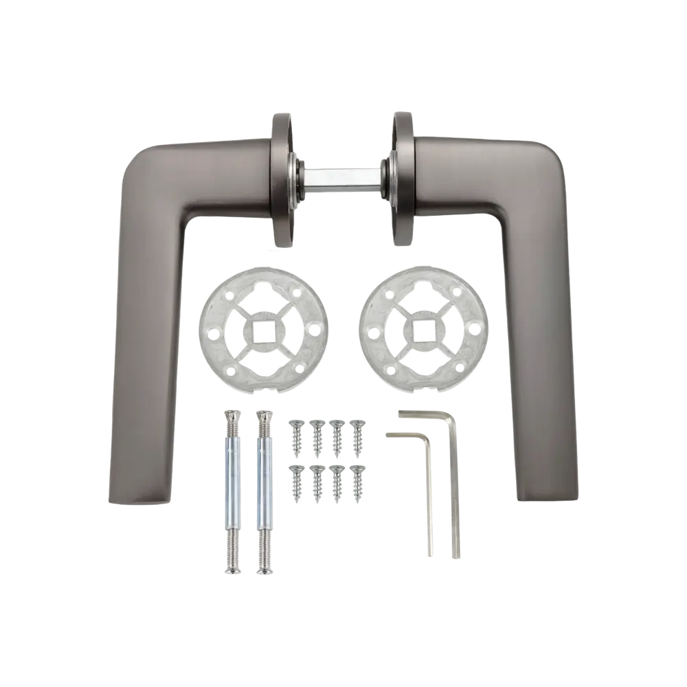 Дверная ручка на розетке KREAFORTA Ункель без запирания цвет графит STLM-2123425 - Вид №1