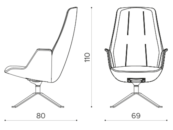HV 9090 high backrest armchair with 4-spoke swivel steel base True Design Hive - Вид №1