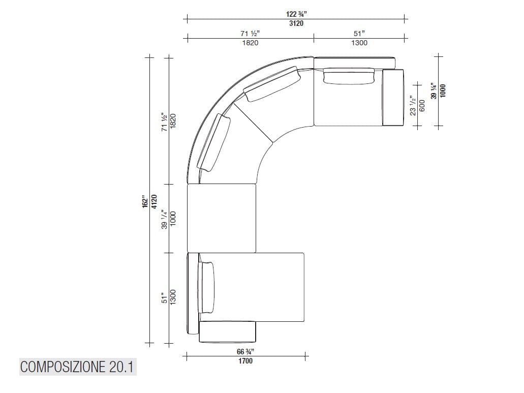 Угловой диван из ткани с полуостровом Lema Venise ARCH-00125173 - Вид №41