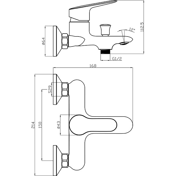 35-05 AURA  Смеситель для ванны  ARGO kran 3505aura - Вид №1