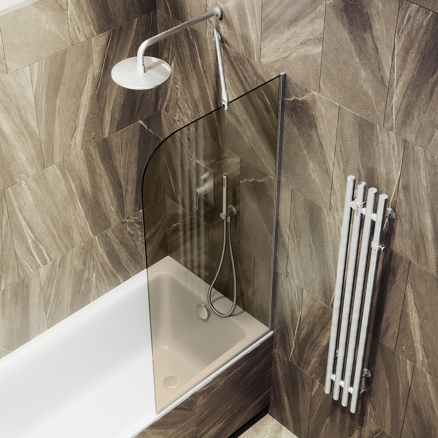 Шторка для ванны в узком профиле ST-250-5у Public Steel