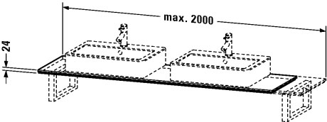 XL016C05252 Консоль для накладных раковин и встраиваемых умывальников, для угла слева X-Large #XL016C 480 мм Европейский дуб, декор Duravit - Вид №1