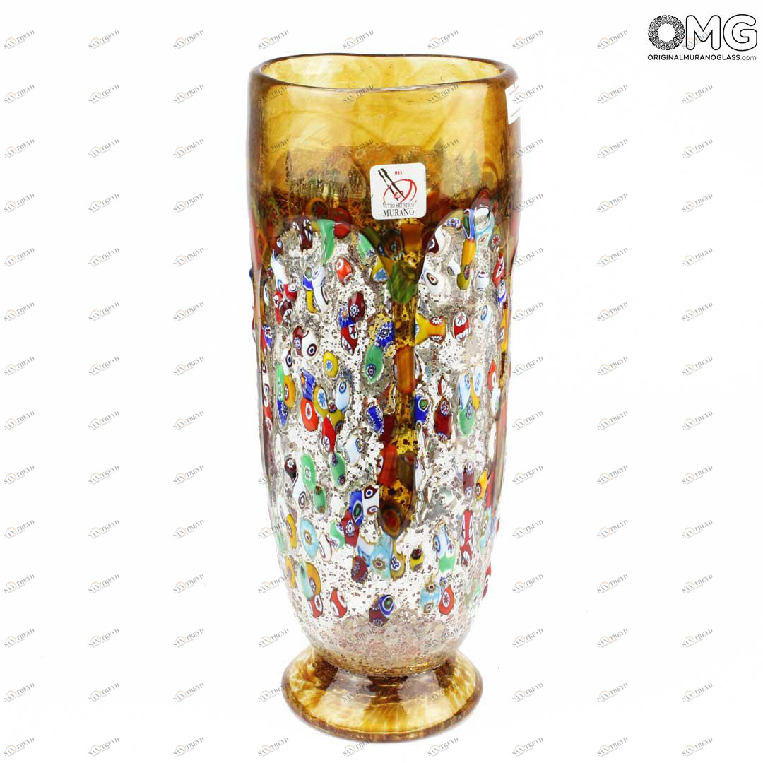 2168 ORIGINALMURANOGLASS Ваза янтарного цвета Cormorano - муранское стекло  см 