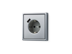 Алюминиевая двойная электрическая розетка schuko с USB