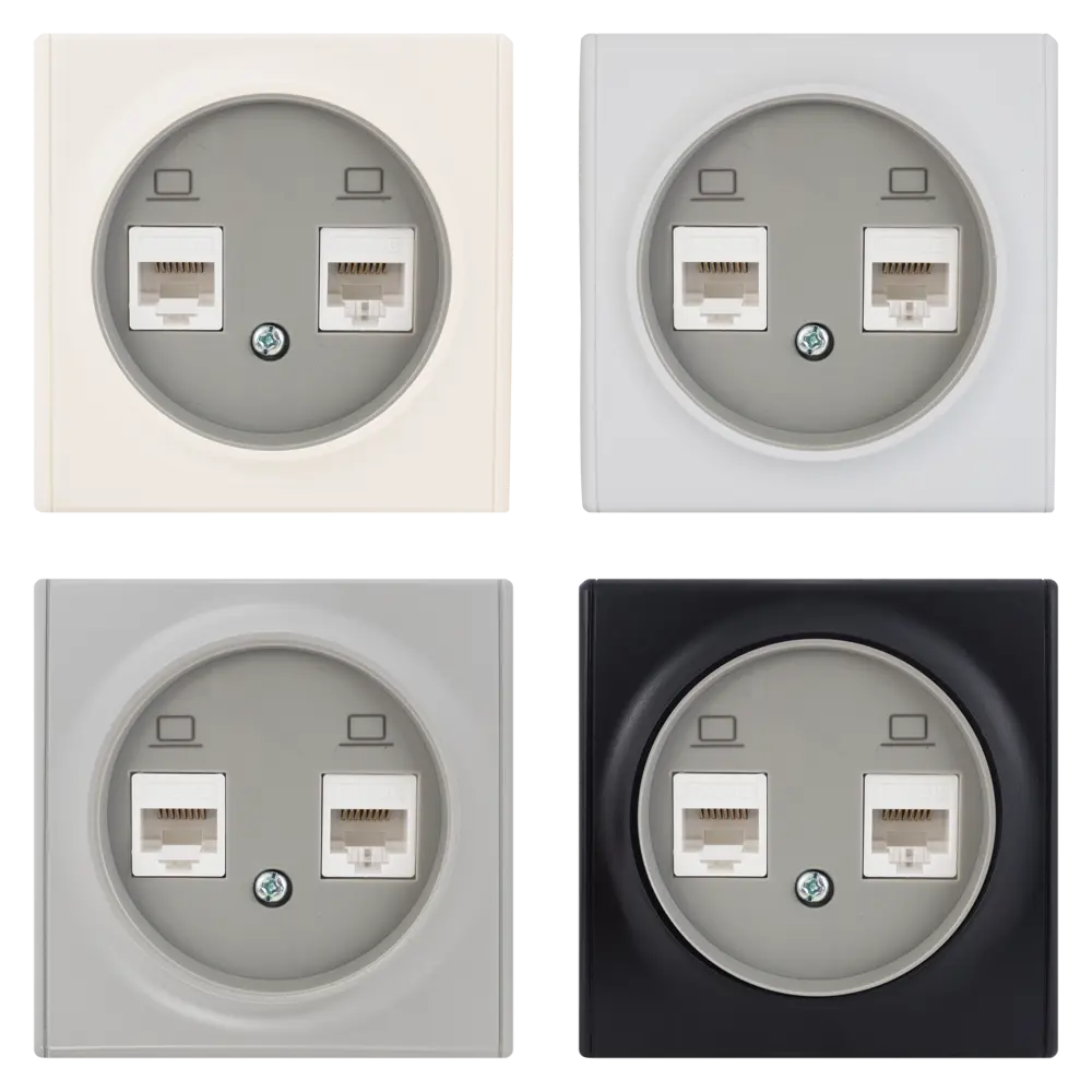 Розетка компьютерная двойная встраиваемая Onekey Florence RJ45 UTP cat 5e цвет серый 82127035 STLM-2021507 ONEKEYELECTRO - Вид №1