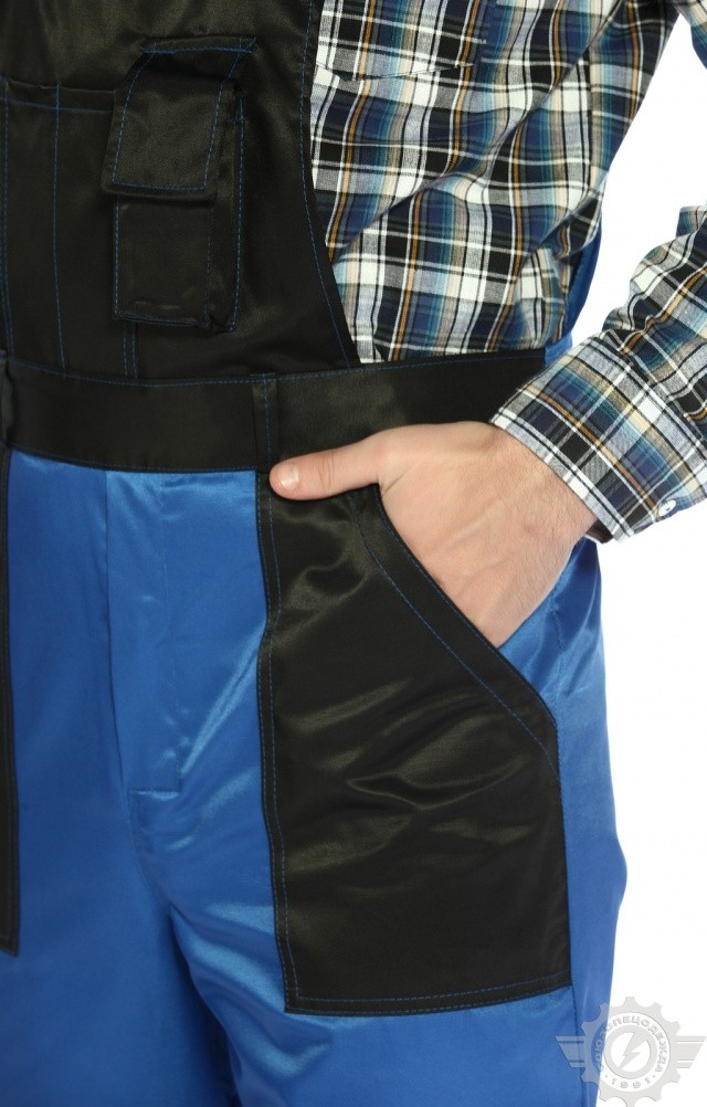 61473 Полукомбинезон "Мастер" василек-черный  Летняя спецодежда  размер 52-54/170-176  - Вид №4