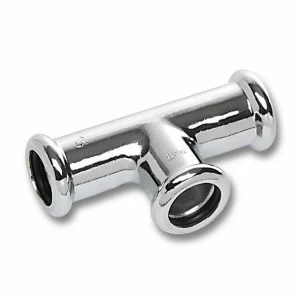 116130181518 SANHA 16130 пресс-фитинг, медь, тройник ВПр, хром. 18x15x18 мм