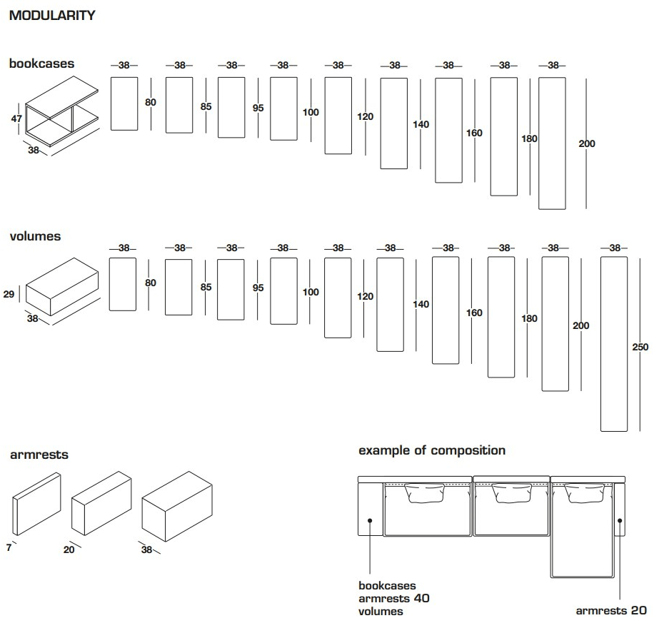 Frigerio Salotti Модульный тканевый диван с полкой для журналов Dominio sun-id-1496913 - Вид №8