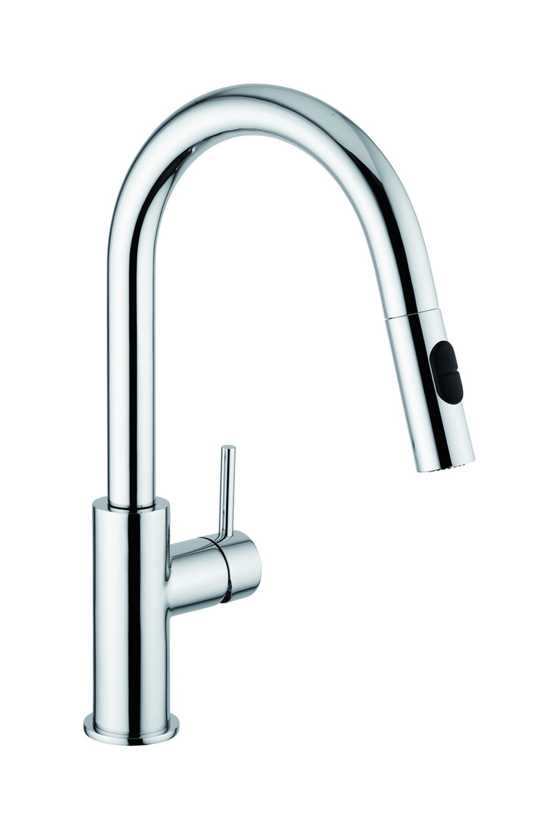 Смеситель для кухни с выдвижной лейкой и боковой ручкой, сталь WE ARE IB lo381cc Chrome Loft