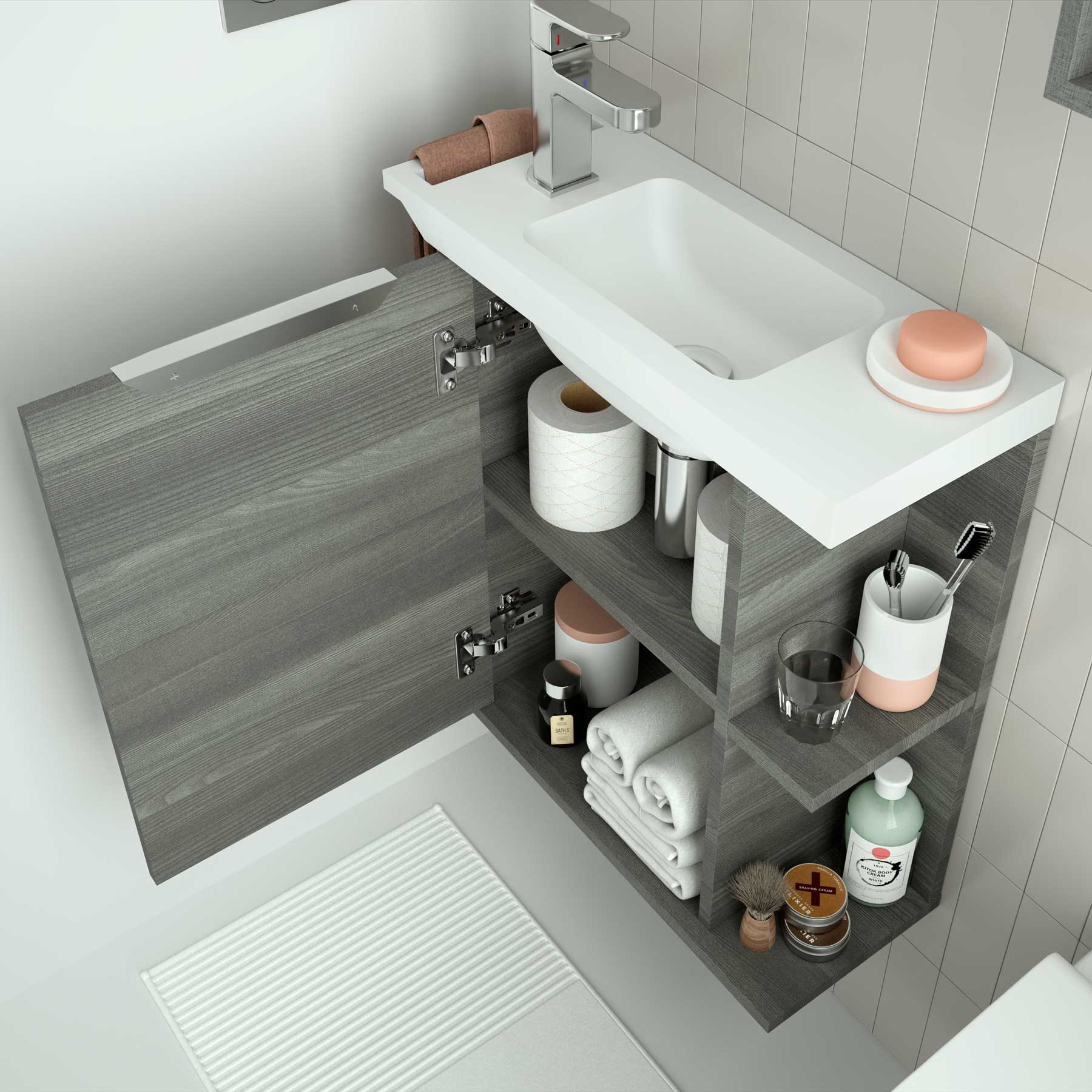 26832 SALGAR Мебель для умывальника MARTHA 490 двусторонняя 1 дверца ALSACIA Эльзасия  - Вид №2