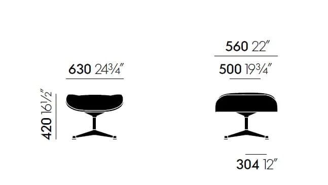 Кожаная спицевая подставка для ног VITRA Eames Lounge Chair ARCH-00033325 - Вид №4