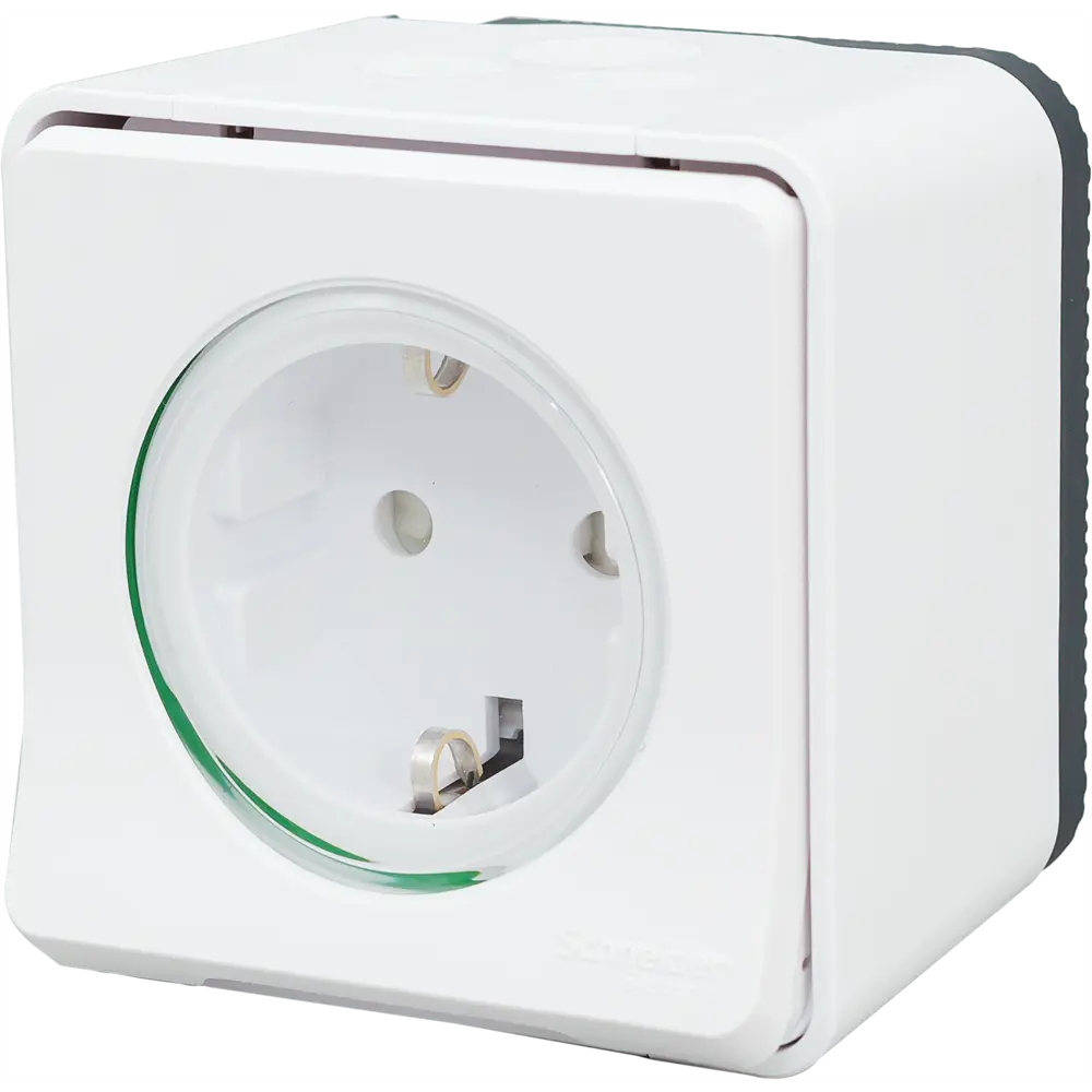 Розетка накладная влагозащищённая Schneider Electric Mureva Styl с заземлением со шторками IP55 цвет белый 82307258 STLM-2127651 - Вид №1