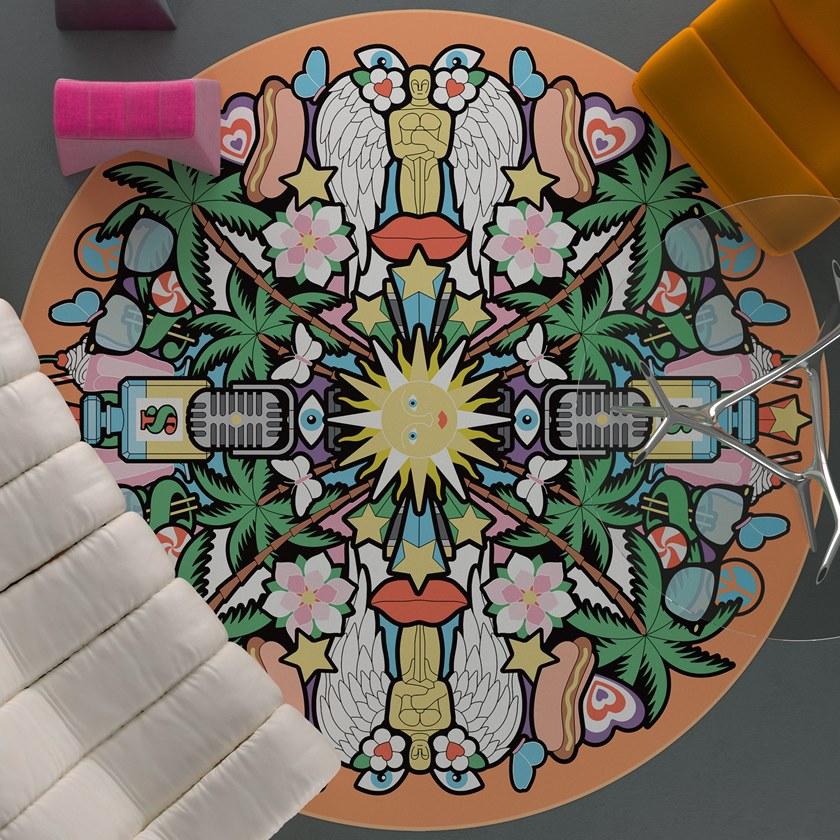 YO2 Ковер из полиамида круглый Groove flashes sun-id-1410021 - Вид №1