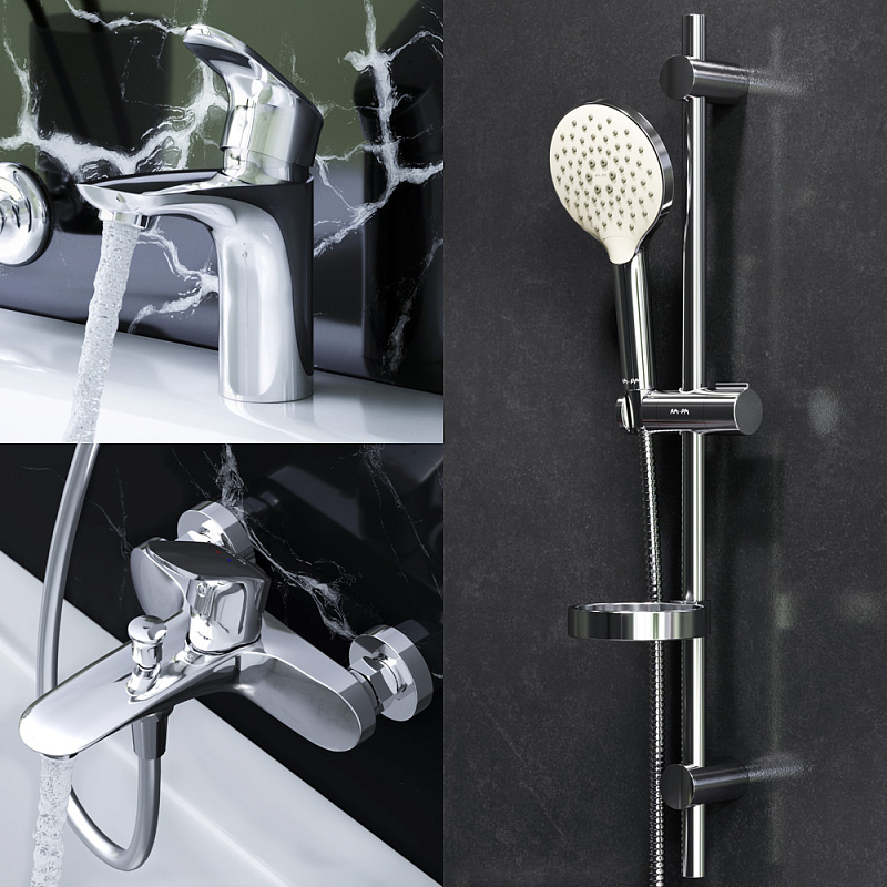 F4098000 набор смесителей: смеситель для умывальника смеситель для ванны/душа душевой комплек AM.PM Like - Вид №2