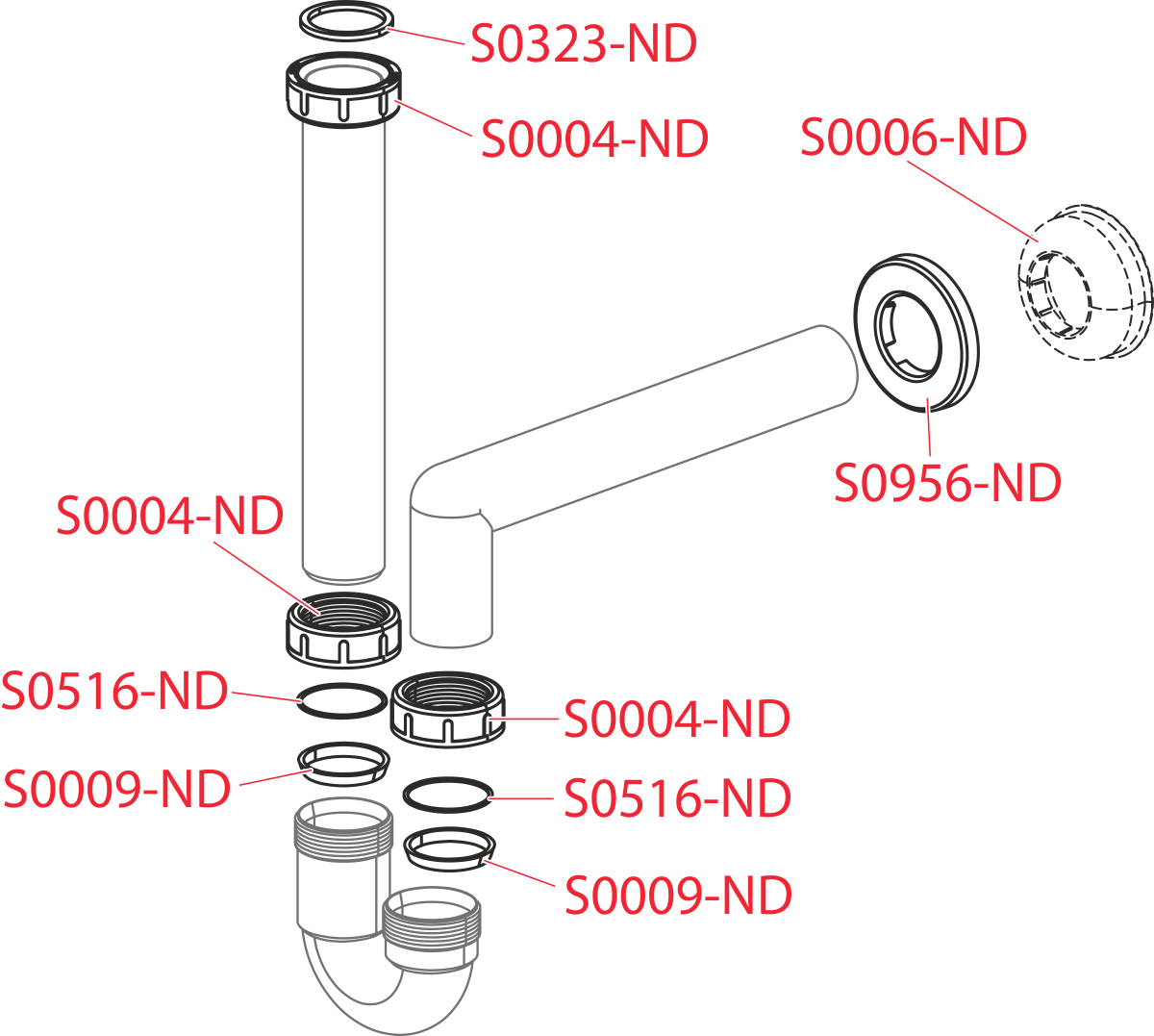 Сифон трубчатый с накидной гайкой 6/4" ALCAPLAST A80DN40 - Вид №2