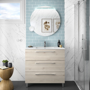 26594 SALGAR Мебель для умывальника FUSSION CHROME 900 3 ящика NATURAL 897 x 868 x 450 мм Естественный