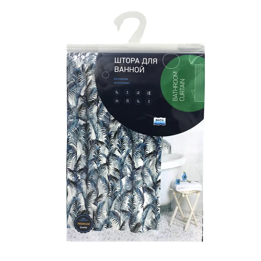 Штора для ванны Bath Plus Palm Leaf 180x200 см полиэстер цвет сине-белый CHARME GREEN STLM-2182278 - Вид №5