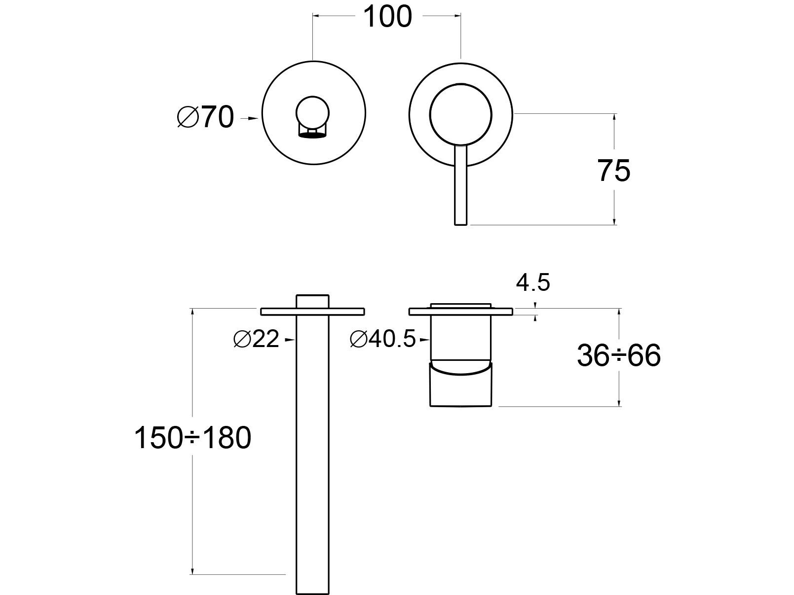 Однорычажный настенный смеситель для раковины GUGLIELMI RUBINETTERIE Sprint One ARCH-00149654 - Вид №2