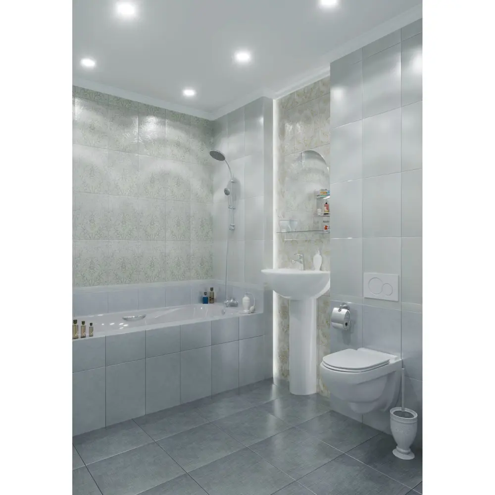 Плитка наcтенная «Дамаск 2С» глазурированная 27.5х40 см 1.65 м2 цвет серый Керамин STLM-2112000 - Вид №2