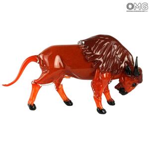 4227 ORIGINALMURANOGLASS Скульптура Красный Буйвол - муранское стекло OMG 49 см
