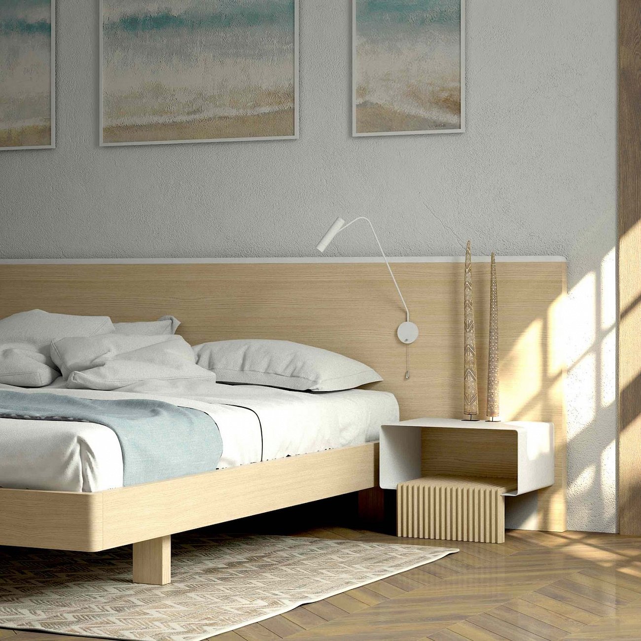 Маленькая прикроватная тумбочка бело-зеленая Tesla-С BRAGIN DESIGN  256627 Белый;зеленый  - Вид №3
