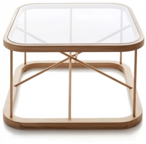 Woodnotes Квадратный журнальный столик из дерева и стекла