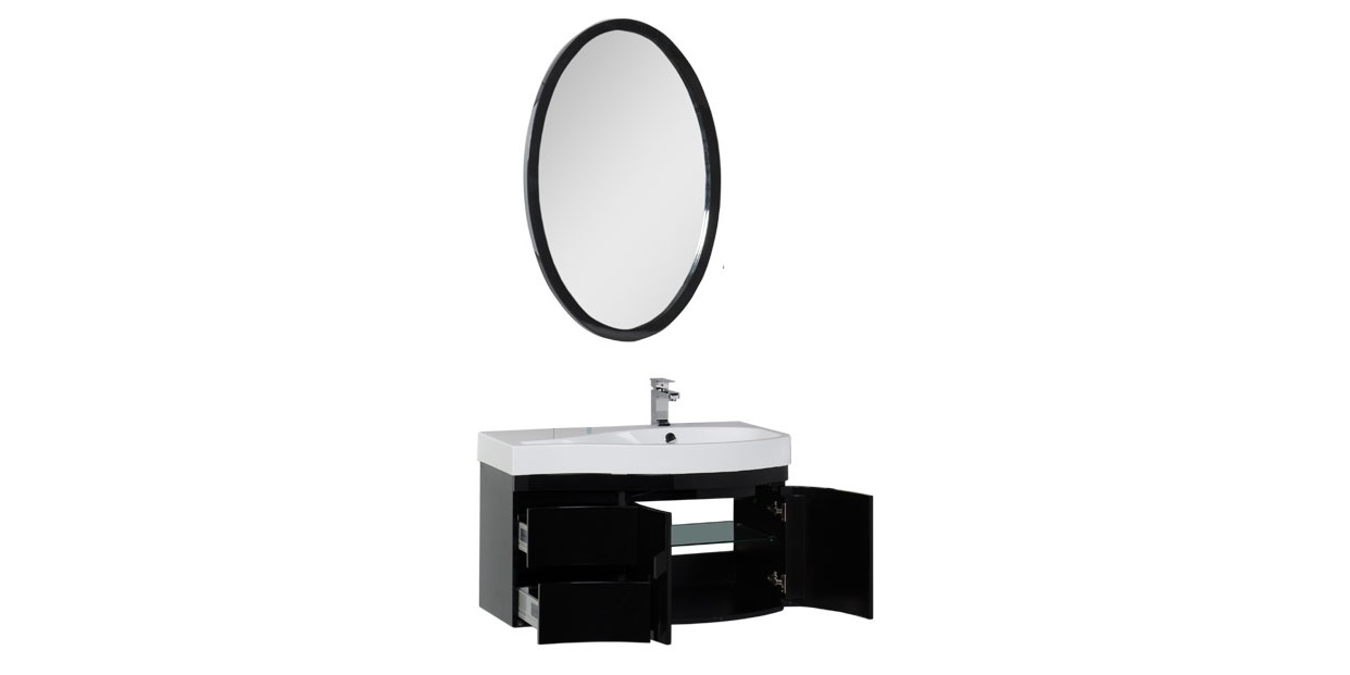 Комплект мебели Aquanet Сопрано 95 R черный (2 дверцы 2 ящика) 00169424 - Вид №1