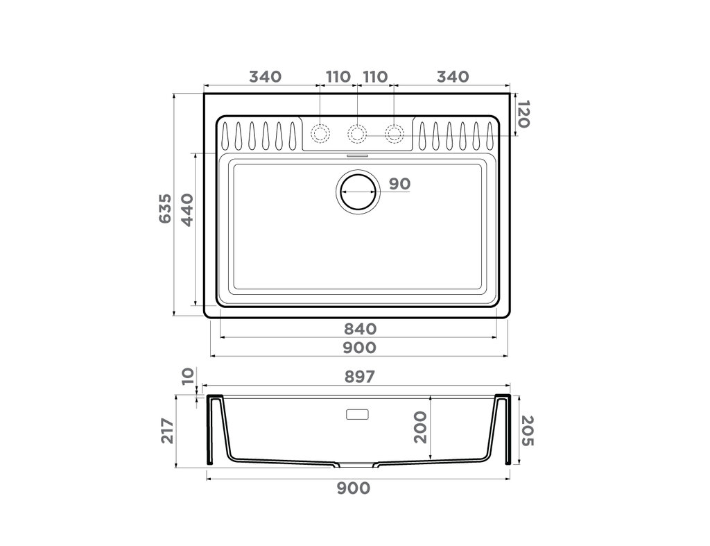 Кухонная мойка Kinokawa 90 GR OMOIKIRI 4993854 - Вид №5