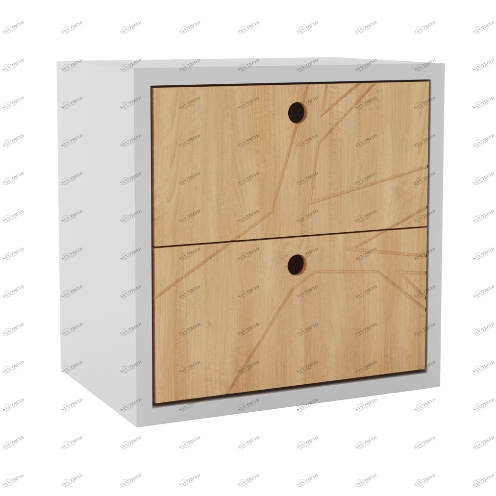 Тумбочка прикроватная с ящиками дуб с белой столешницей "Лория" ODINGENIY  178413 Бежевый;белый;дуб сонома 