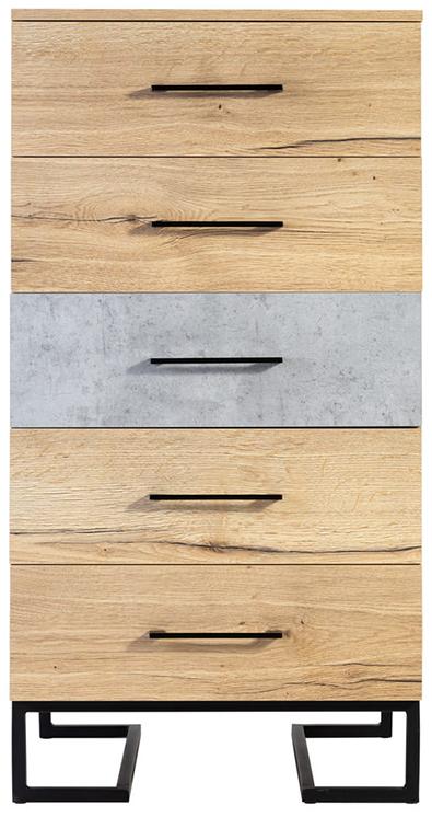 1728 Комод с 5 ящиками Loft Дуб натур/Бетон R-HOME 4009296h_Натур - Вид №2