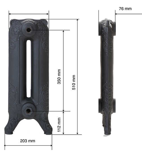Чугунный радиатор GuRaTec Merkur 470 9 секций 7757 - Вид №4