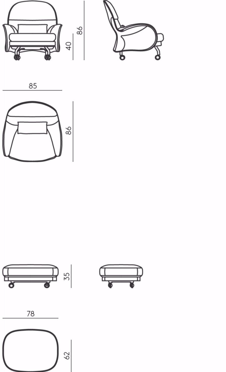 DE PADOVA Мягкое кожаное кресло на колесиках с подставкой для ног sun-id-1504429 - Вид №6