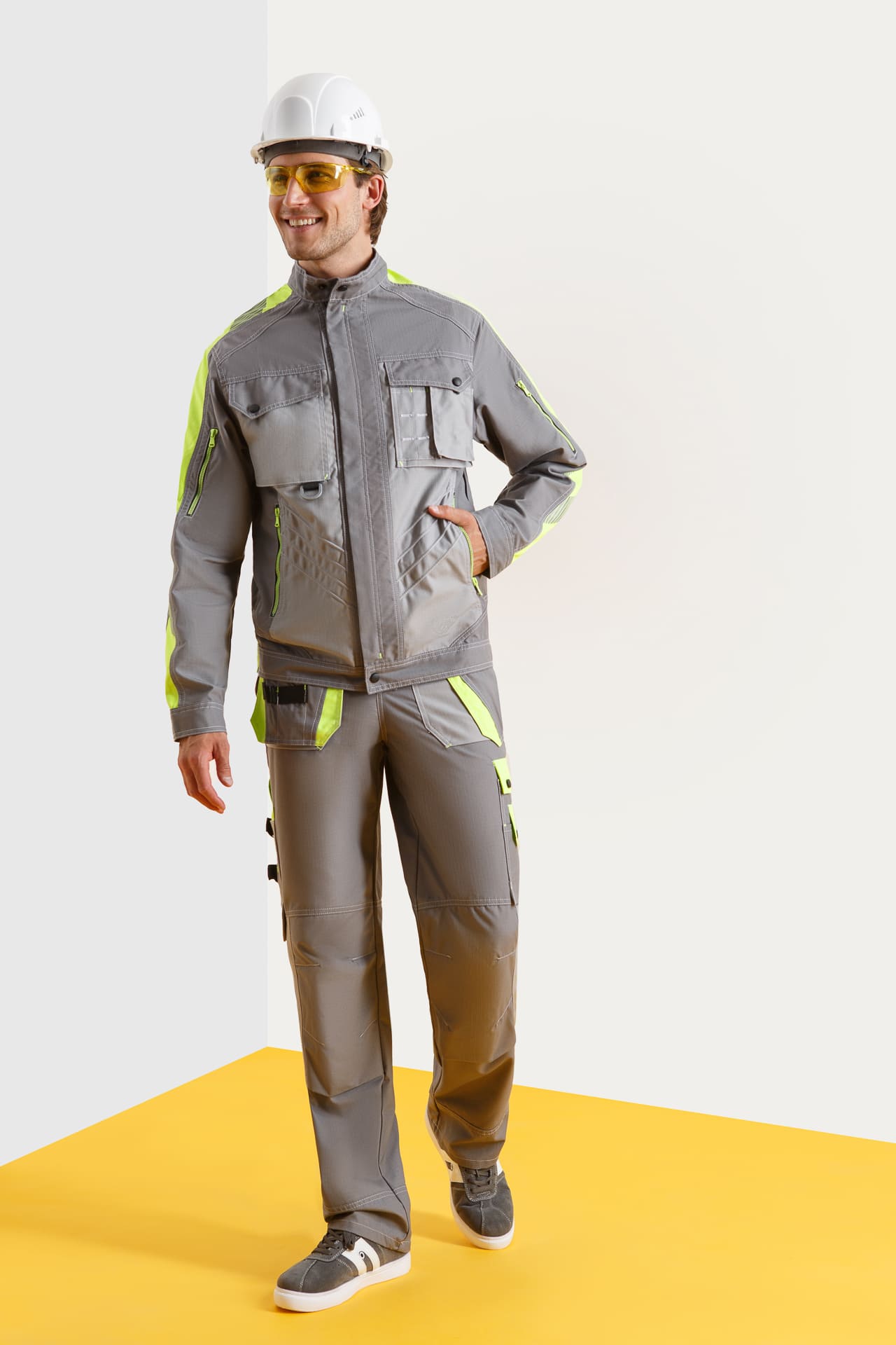 68816 Костюм "Прогресс" темно-серый светло-серый с лимонным  Летняя спецодежда  размер 48-50/182-188  - Вид №8
