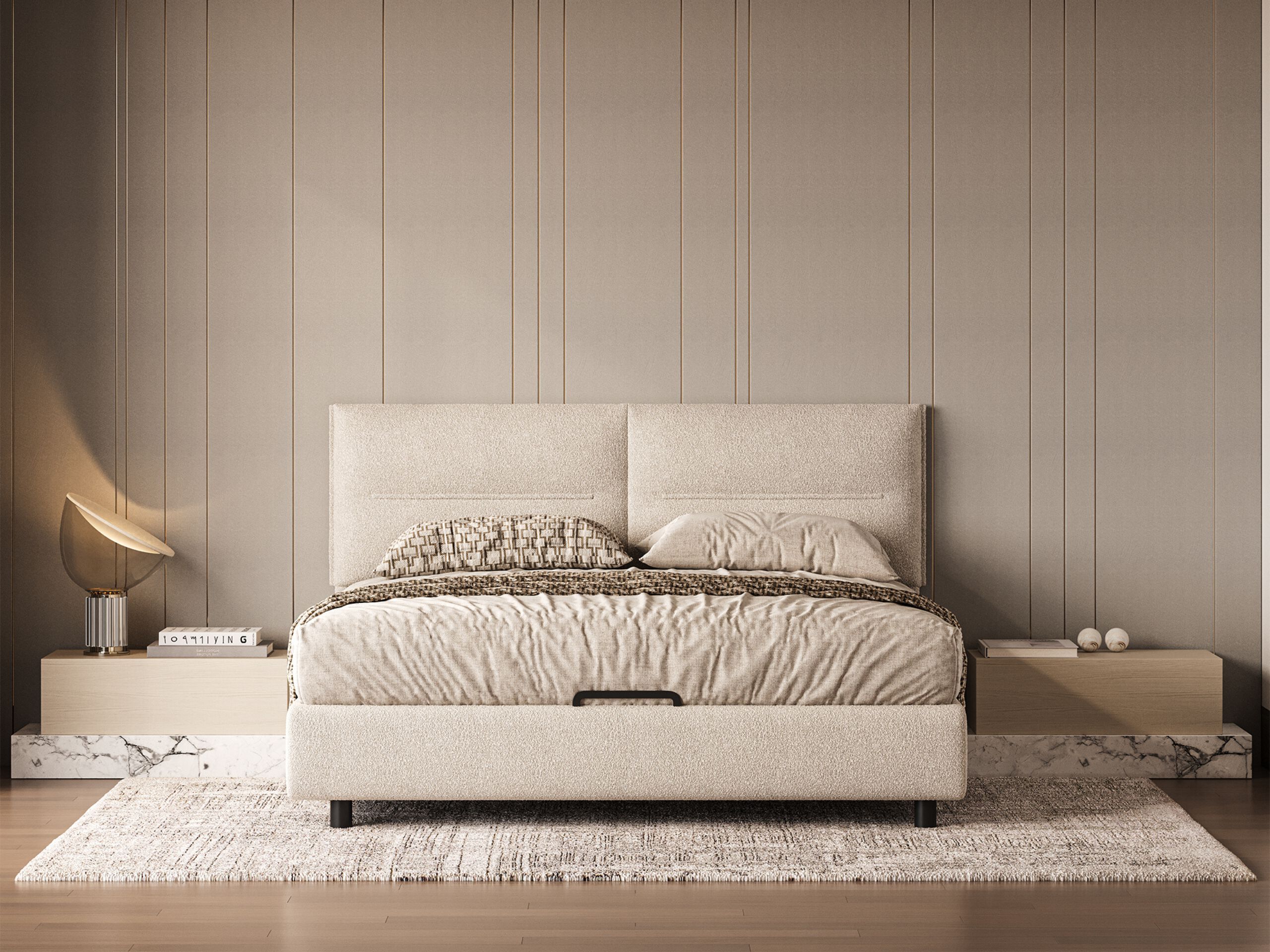 Двуспальная кровать-контейнер с мягким изголовьем Woodsoft SALERNO ARCH-00107010 - Вид №3