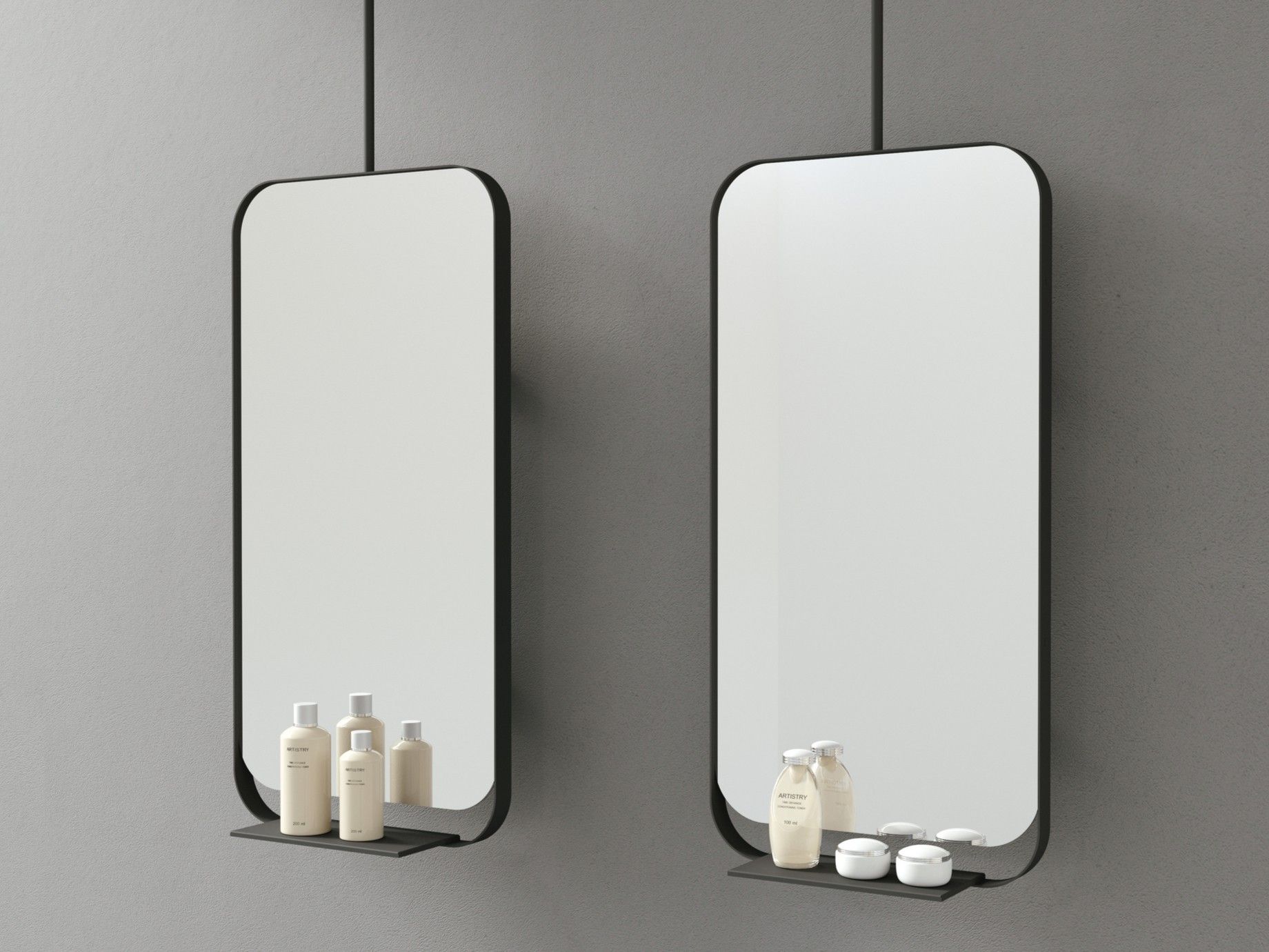 Настенное зеркало с рамкой и полкой DDL форма ARCH-00042488