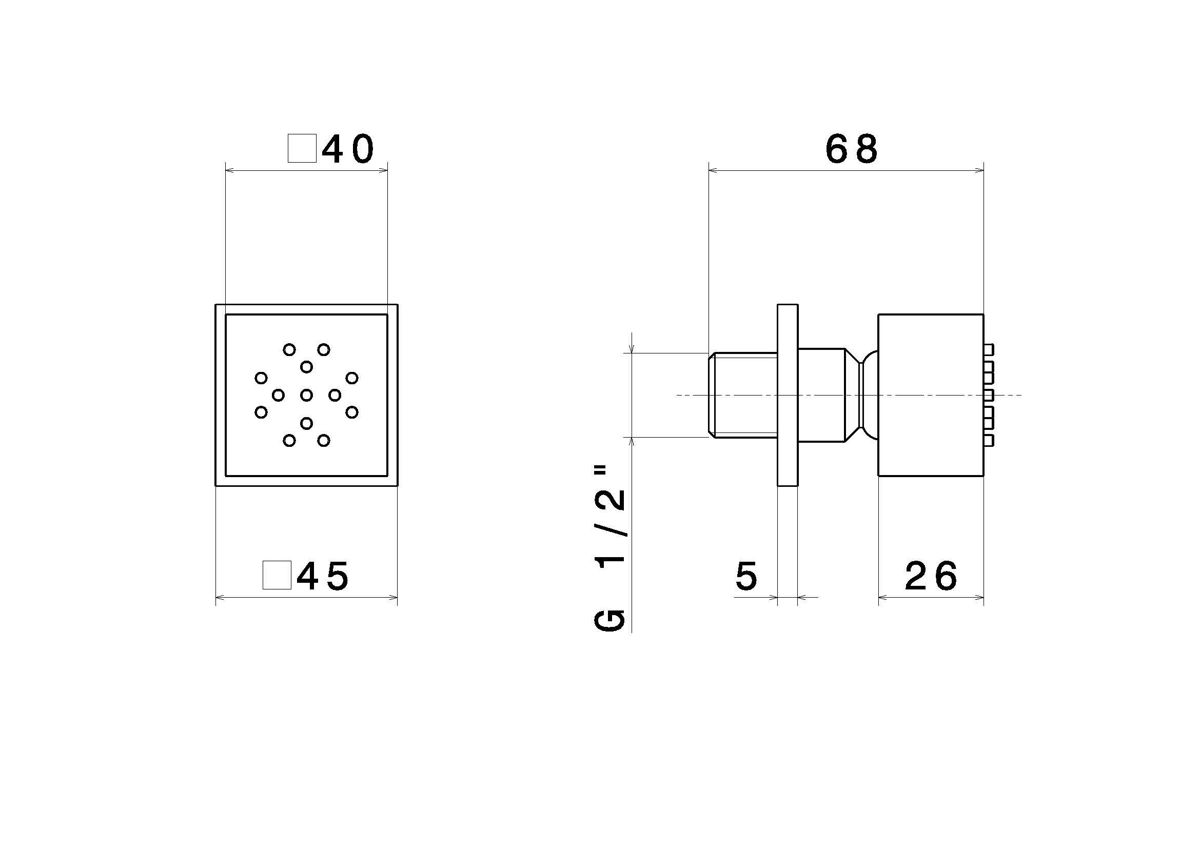 Регулируемая латунная боковая насадка для душа с фиксированной струей Newform боковые форсунки ARCH-00141504 - Вид №2
