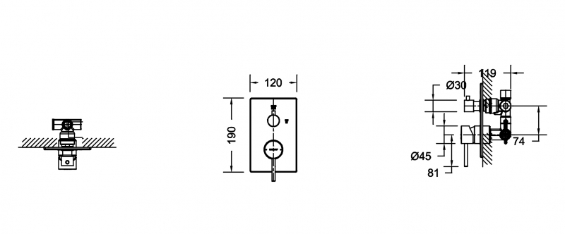 Встраиваемый смеситель 2-функц. ARC P69193C-2-ENG bravat - Вид №1
