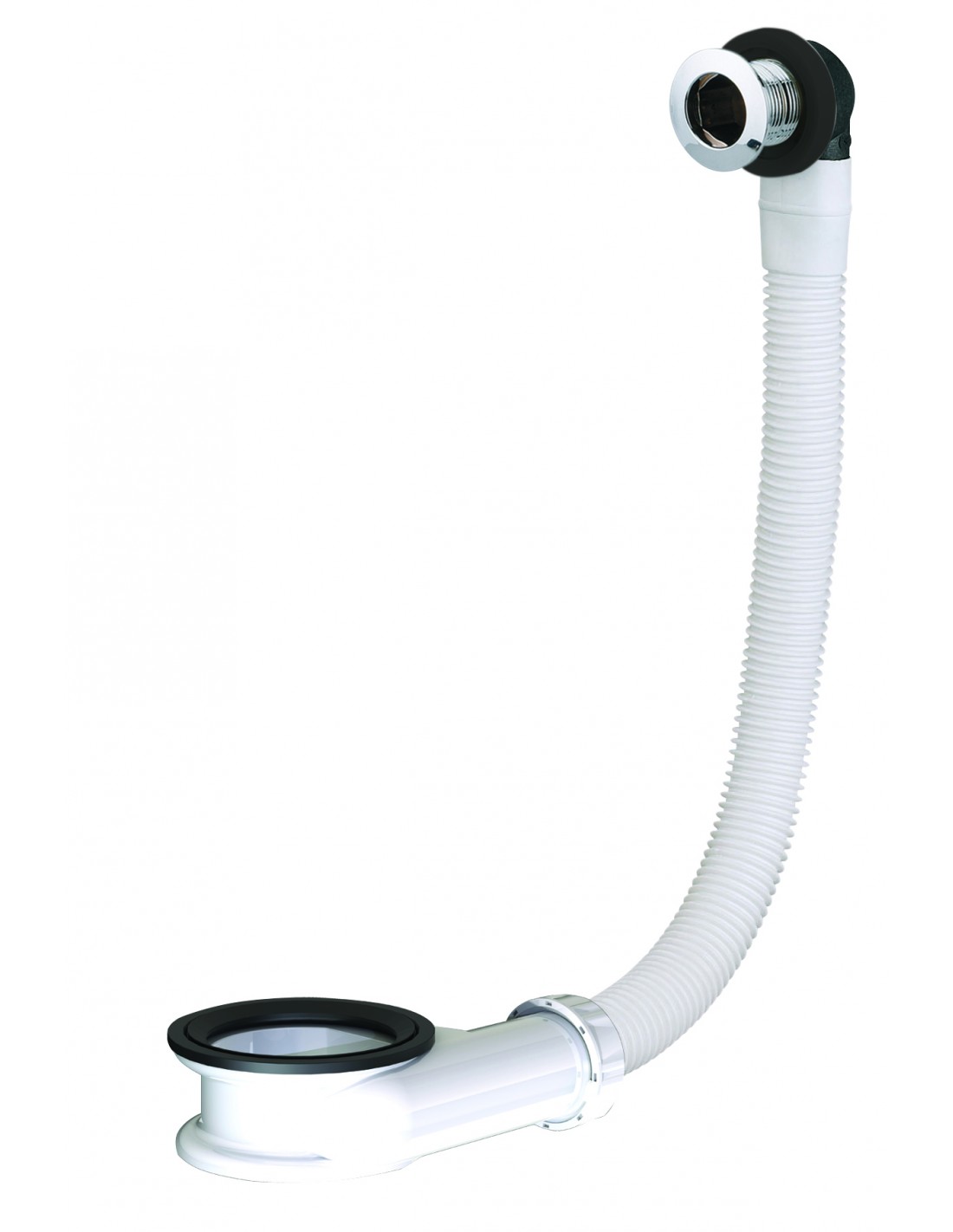 598400 001 00  Универсальный комплект перелива для умывальника, крышка Д. 24 мм, белый полипропилен, хромированная отделка Valentin Хром 